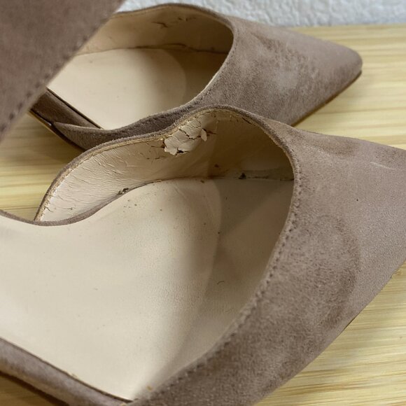 Nine West Tan Suede Pointed Toe D'Orsay Ankle Strap Heels Size 6.5M - Picture 6 of 7